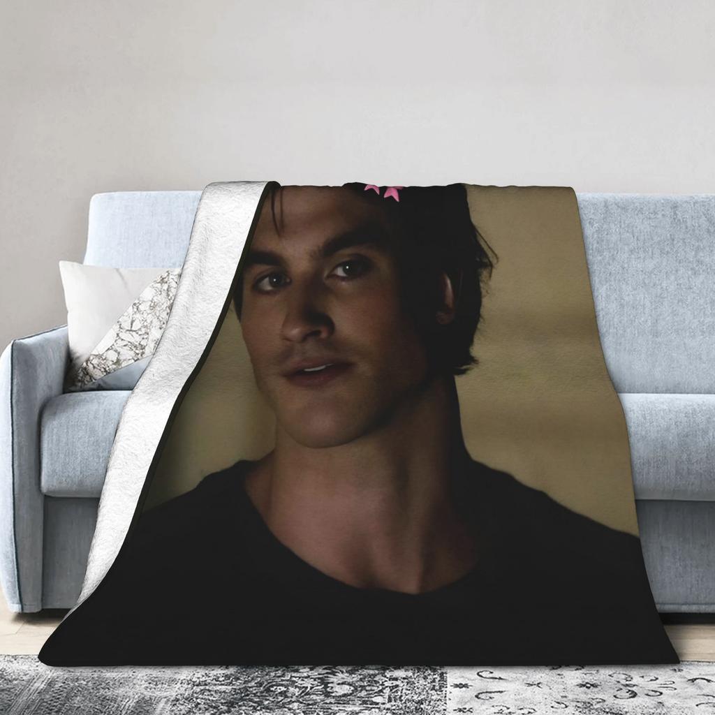 Bow Damon Salvatore Blanket Quality Super Warm Bedding Throws Spring Kids Adult Living Room Print Bedspread