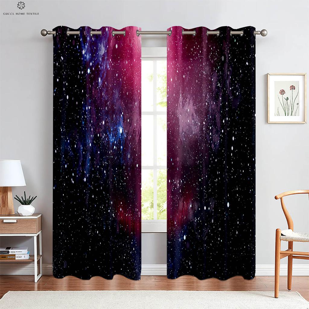 Landscape Dream Starry Sky Planet 3d Printing Curtains Children's Room Study Living Room Atmosphere Decorative Curtains 2PCS