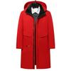 Autumn and Winter Men's Plus Size Padded Thickened Knee Length Zip Hooded Jacket Casual Warm Loose Outdoor Sports Cardigan Outerwear