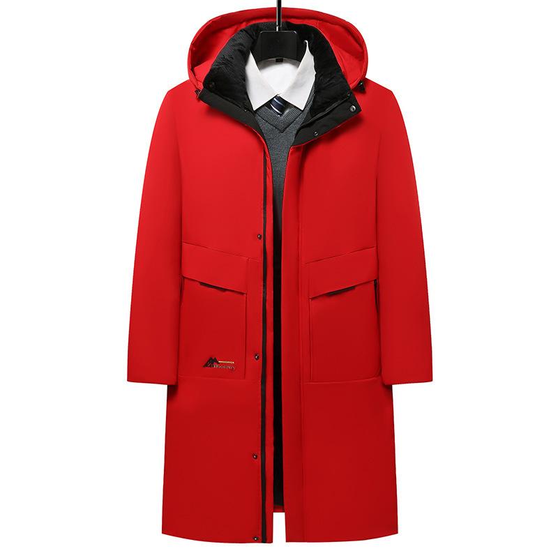 

Young and Middle-aged Fathers Wear Winter Clothes To Keep Warm, Plus Size, Thickened Long Knee Jacket. L червоний