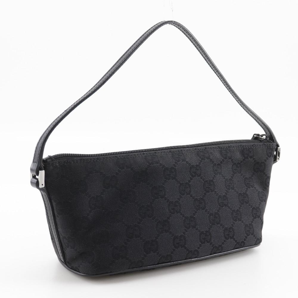 GUCCI Accessory pouch Pouch 07198 black GG canvas Women Used