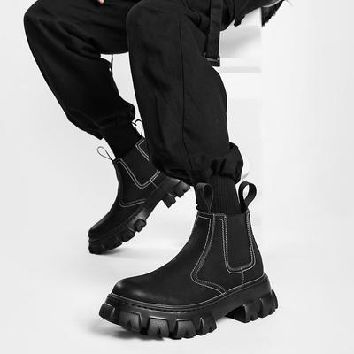 Scarpe da Uomo Stivali con Plateau alla Moda Autunno Inverno Velluto Stivaletti Corti Casual Stivaletti Chunky da Motociclista Uomo Botas Hombre