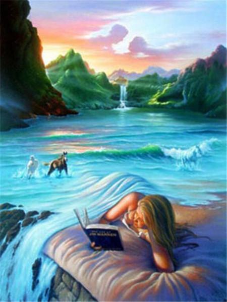 

Алмазная картина Портрет женщины Мозаика Вышивка Водопад Вышивка крестиком Стразы Картина Домашнее искусство Full Round 20X30CM темно-синий