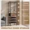 Industrial Wine Bar Cabinet Freestanding Liquor Cabinet 16-Bottle Wine Rack Glass Holder Rustic Brown