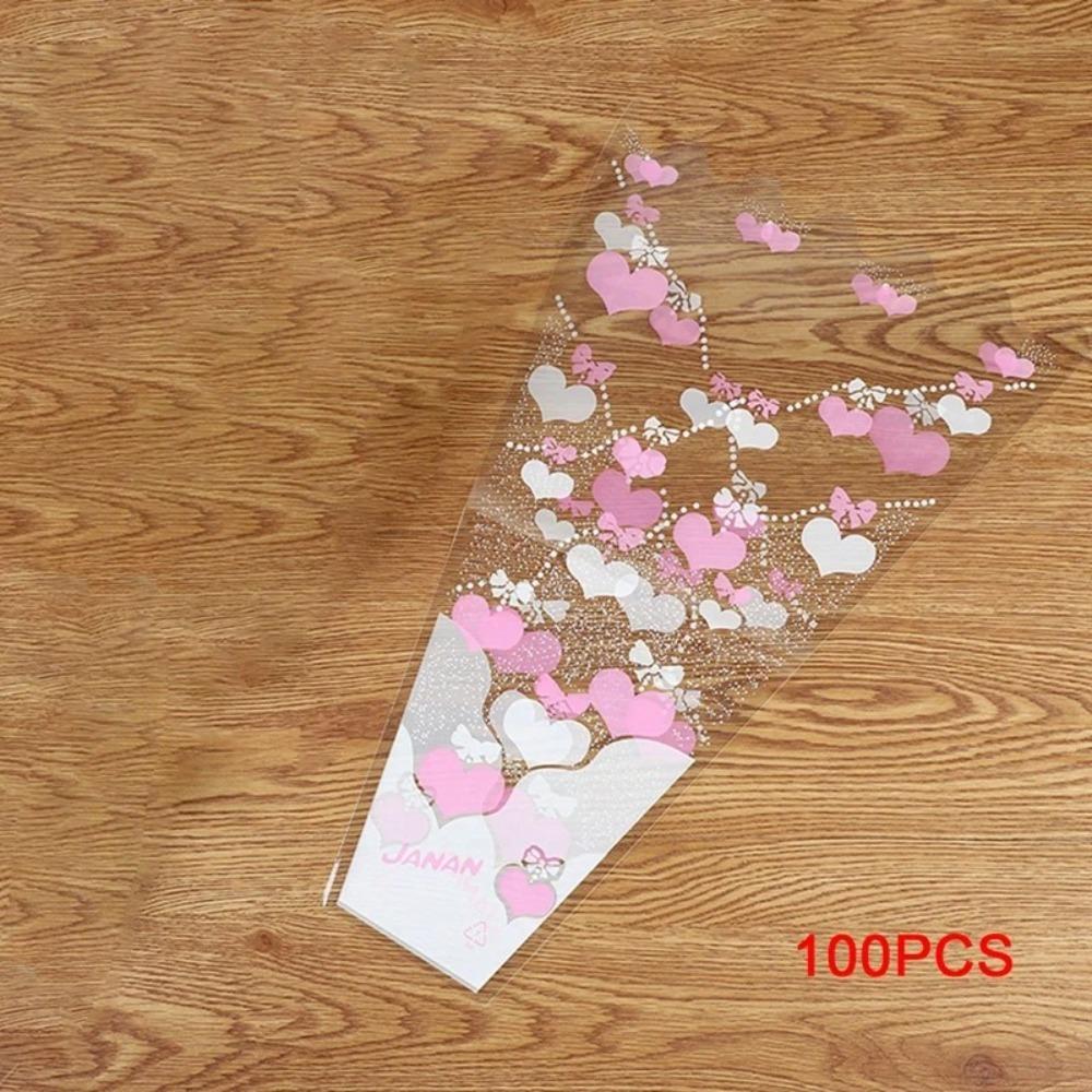 100pcs Rose Bagging Rose Bouquet Wrapping Sleeve Flower Transparent Packaging Wrappers Christmas