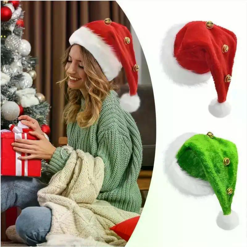 Christmas Santa Hat For Adults Xmas Holiday Hats Unisex Velvet Red Classic Fur Comfort New Year Festive Party Supplies
