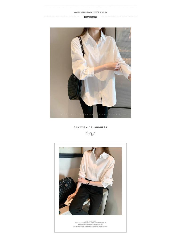 Stylish Women's Pure Cotton White Shirt for Spring/Autumn