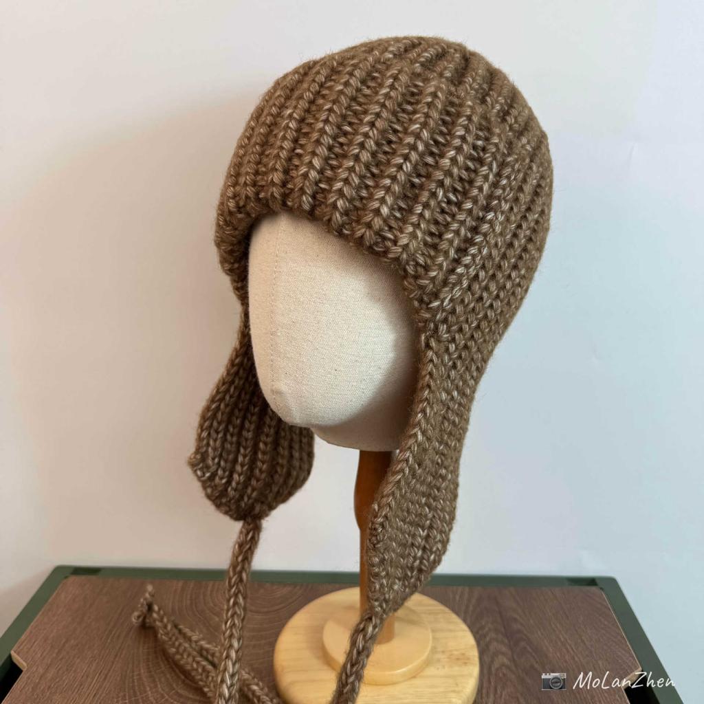 Liu Zhimin Coarse Wool Ear Protection Hat Women's Autumn and Winter Flying Hat Balaclava Hat Shows a Small Face Knitted Lei Feng