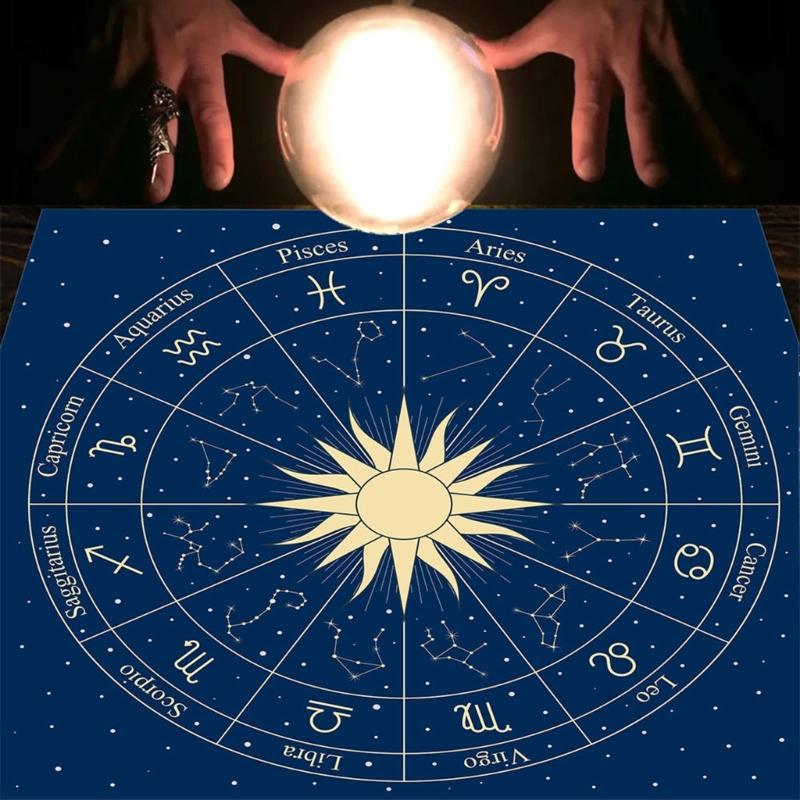 12 Constellations Astrologys Tablecloth Altars Cloth Square Divinations Cards Table Cloth Witchcrafts Deck Cloth Endurin