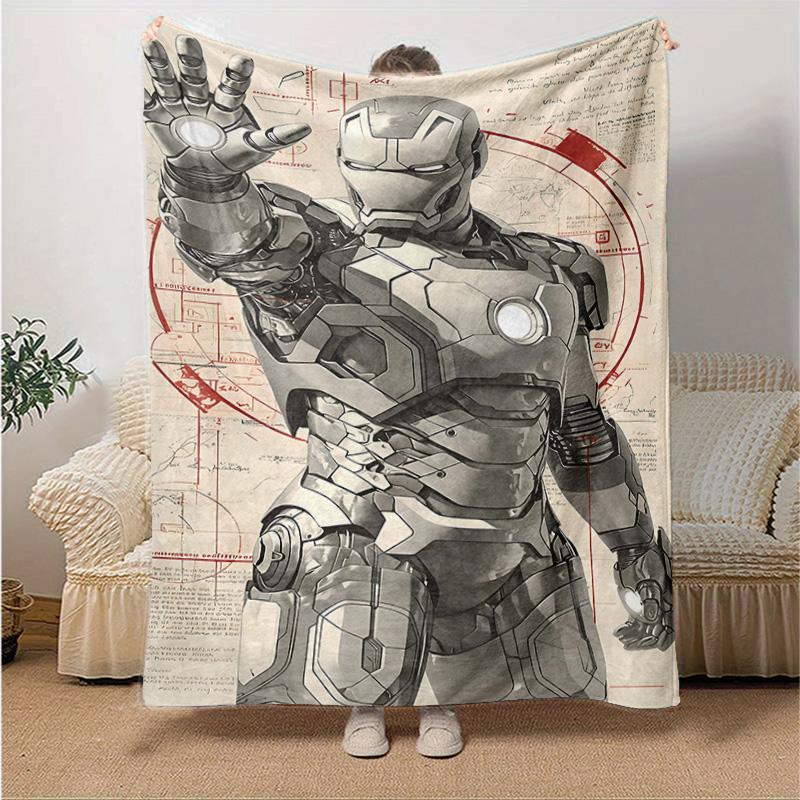 1pc Iron Man Suit Marvel Soft Throw Blanket Flannel All Season Light Weight Living Room/Bedroom Warm Blanket. M731033