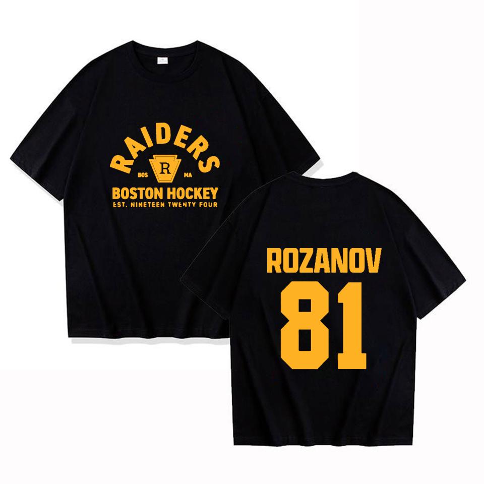 TV Boston Hockey Llya Rozanov Letter Pattern Tshirt Women Unisex Short Sleeve Clothing Fashion Graphic Print Neutral Shirt Tees