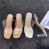 2024 Summer Women's Open-Toe Transparent Thick Heel PVC Sandals