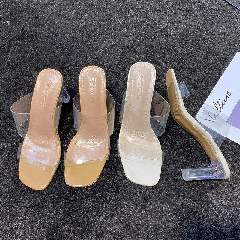 2024 Summer Women's Open-Toe Transparent Thick Heel PVC Sandals