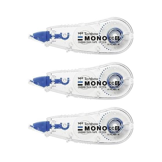 Tombow Pencil Correction Tape 6mm MONO Mono CC (Mini Size/High Adhesion Tape) Single Use Type 6m 3 Pieces KCB-327 (CT-CC63)