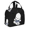 Pochakko Insulated Lunch Bag with Clasp Bento Cooler Bag with Soft Cooler Bag Closure, Black, Box, Insulated, Zipper, Compact, Bag, Tote/Eco