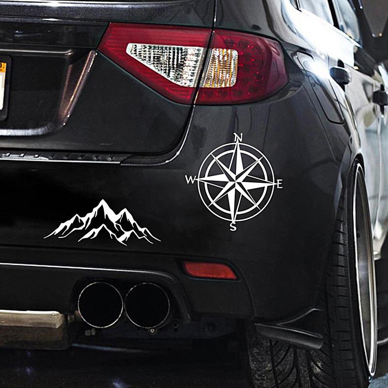 Car Hood Stickers Mountain Compass Car Door Decals Waterproof 4X Auto Decor Car Accessories RV Auto For Vehicles Sedan SUV