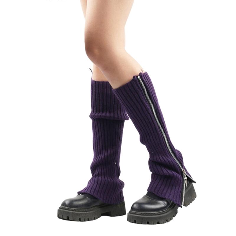 Damen Mädchen Harajuku Beinstulpen Süße Lolitas Gerippte Strick Stiefelsocken 90er Jahre Einfarbige Gestreifte Gothic Häkel Beinstulpen