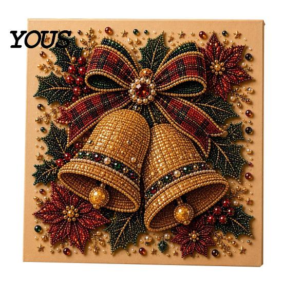 Creative Christmas Gifts for Adults Faux Pearl Art Kit, 20x20cm Xmas Painting DIY Wall Decor Making Kit Sparkling 3D Diamond Craft Adults, Festive