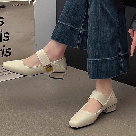 French evening breeze comfortable Mary Jane single shoes women's 2025 spring new shallow mouth word with soft sole small leather shoes tide