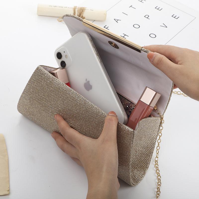 Elegant Sequin Pleated Evening Bag - Women's Chain Shoulder Party Purse