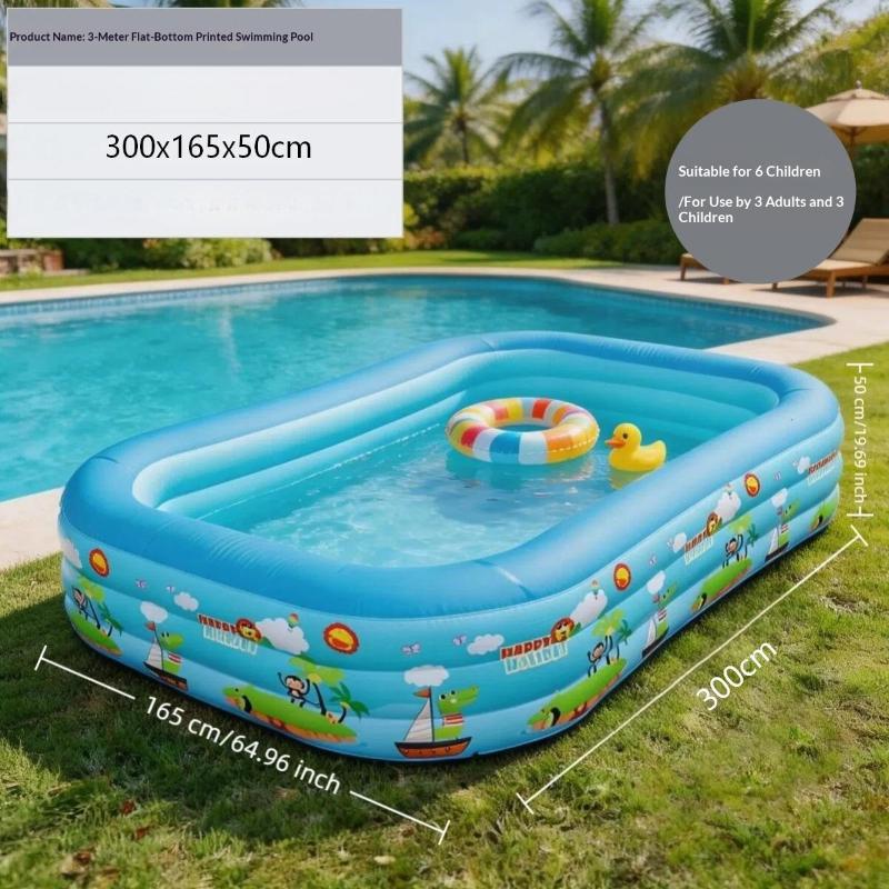 Inflatable Swimming Pool 3 Layer Thickened Cute Cartoon Prints For Backyard Kids Summer Water Play