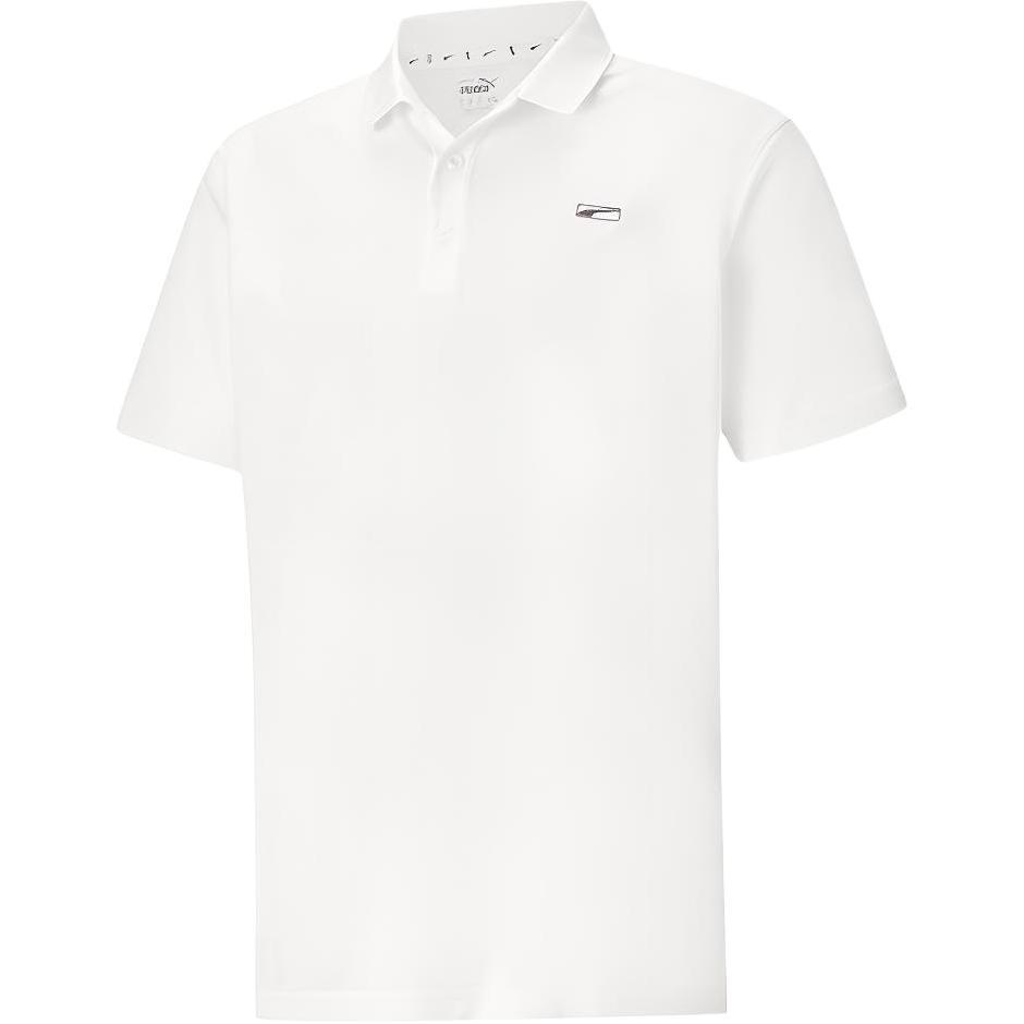 PUMA Tech Pique Polo Shirt White Black Men s 599277-02 S
