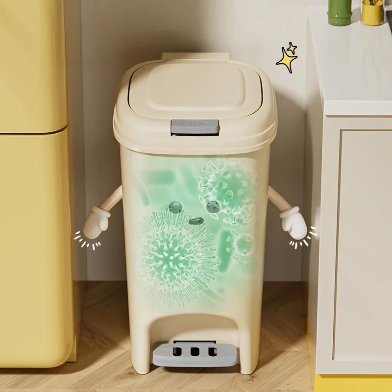 8/20L Chic Large-Capacity Trash Can with Dual Open Design - Durable, Rust-Resistant Plastic, Easy Access for Home Waste Storage