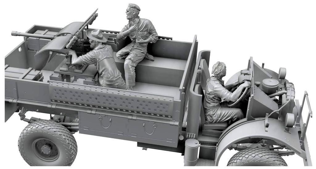Thunder Model Maßstab 1/35 Britischer LRDG Ford F-30 Geschütz-LKW mit 37mm Bofors Kanone, Enthält 3 Figuren, Plastikmodellbausatz TB35312 (Militärfahrzeug)