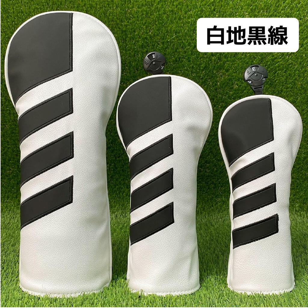 Golf head cover, single item, PU leather, white x black,