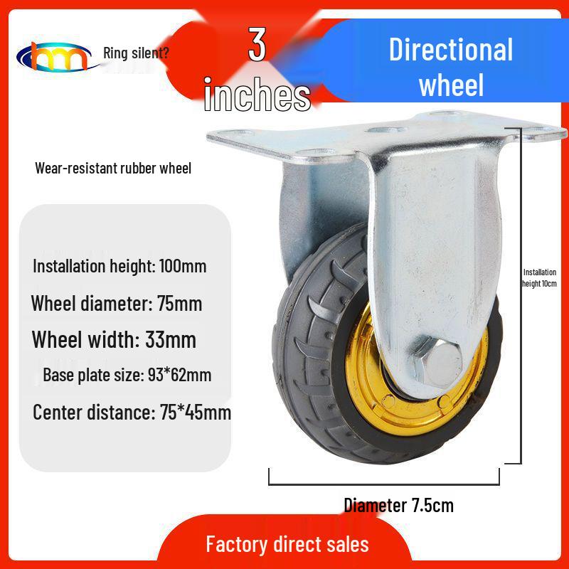 Schwerlast-Gummi-Lenkrollen mit Bremse - Doppelt gelagert, Größen 3/4/5 Zoll