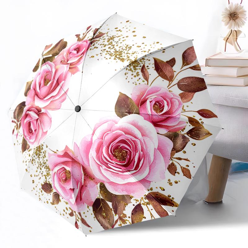 Blumenfantasy mit Schmetterlingen Automatischer Outdoor-Regenschirm Einziehbares Design mit 8 Speichen Langlebig Leicht Perfektes Geschenk für Freunde Familie