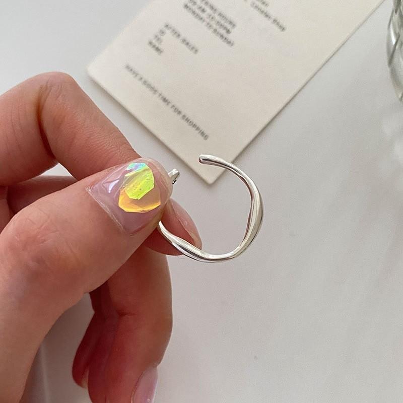 Minimalist 925 Stylish Sterling Silver Adjustable Ring Unique Irregular Shape For Fashion Trendy