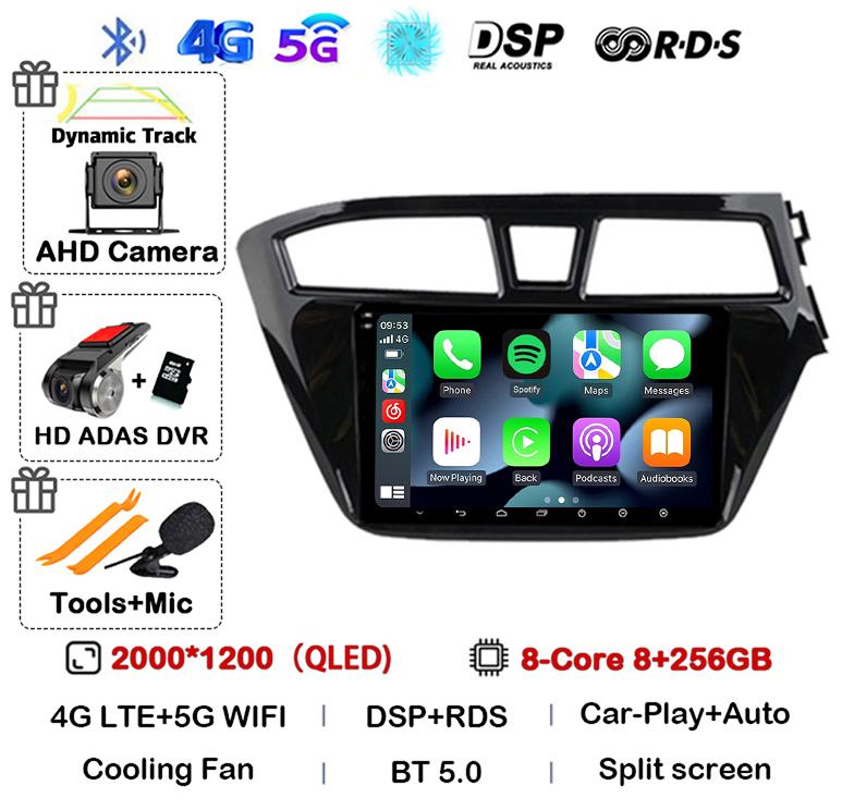 Android 14 Carplay Auto WIFI+4G For Hyundai I20 RHD 2015 2016 2017 2018 Car Radio Multimedia Player Stereo Head Unit 2din Audio