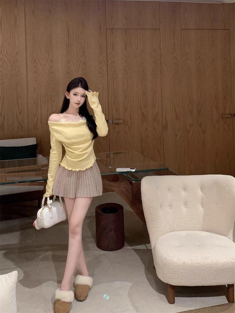 2024 Slim Fit Floral Camisole with Long Sleeves - Elegant, Stylish Patchwork Design for Autumn/Winter