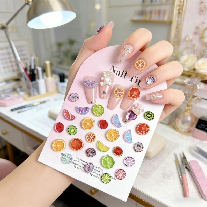 60Pieces Charm Handmade Keychain Pendant Fruit Slices Shape Decorative Pendant Craft Accessories Corrosion Resistant