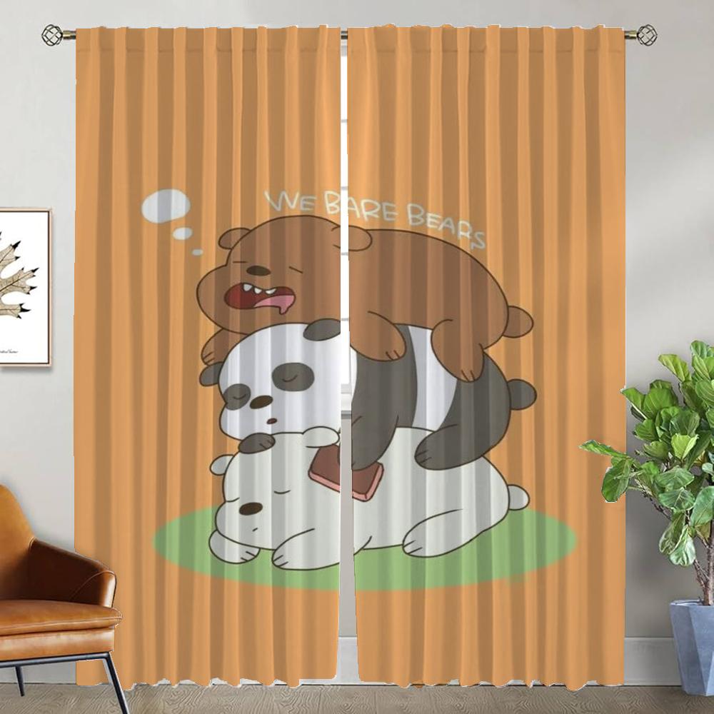 Kitchen Curtains for Camera We Bear Bears Window Curtain for Room 2 Panel Shades Home Interior Curtains Partition Living Elegant