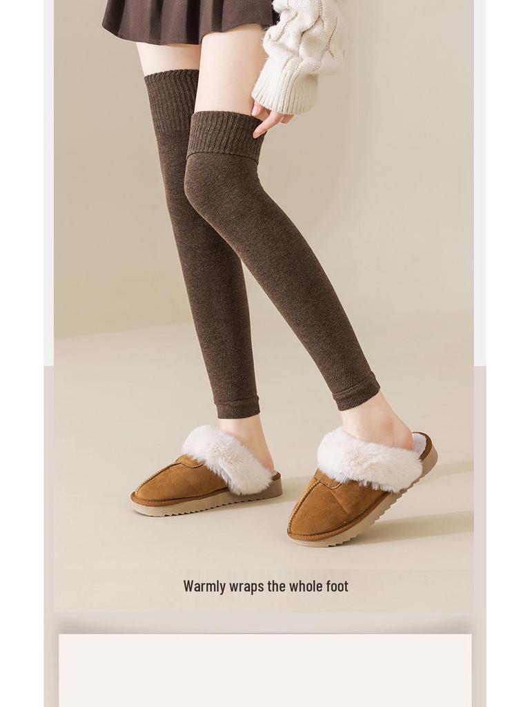 Women's Antibacterial Over-the-Knee Leg Warmer Socks: Thick, Anti-Slip, Cotton Knee Pads - Black for Autumn/Winter.