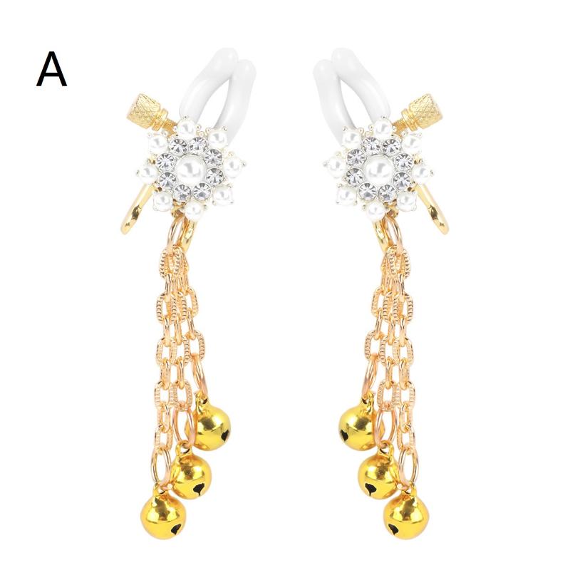 Adjustable Pearl Petals Nipple Clamps for Women Sexy Breast Stimulate Clips with Bells Adult Toy for Sexual Slaves And Kink Play