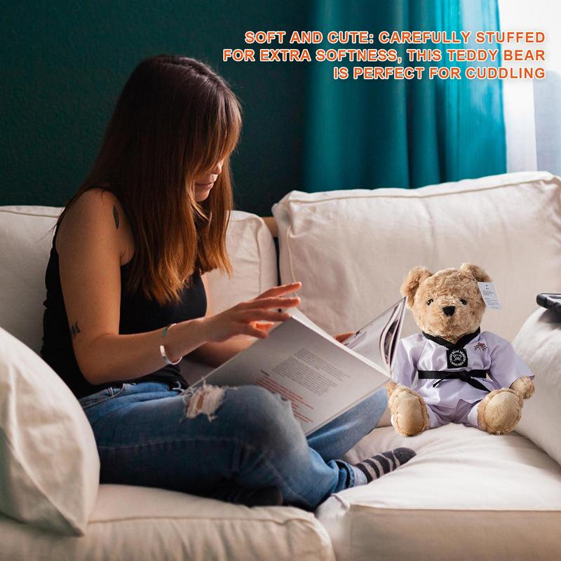 Kawaii Chinese Kong-Fu 25cm Plush Toys Stuffed Soft Bear Doll Kids Couple Wear Taekwondo Clothes Child Birthday Gift