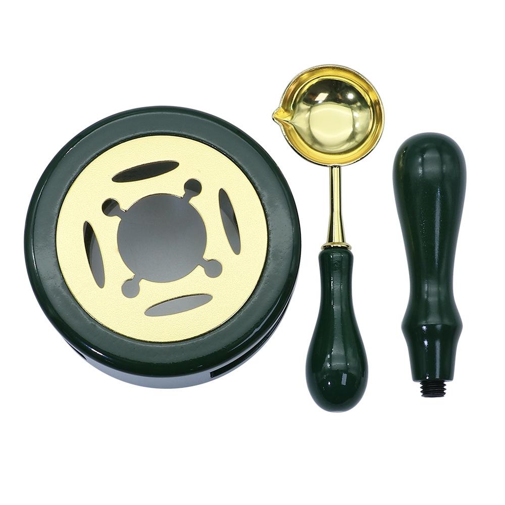 Wax Seal Melting Furnace Set with Handle & Spoon - Wooden Granule Furnace for Crafting