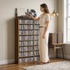 CD/DVD Storage Unit, 16 Compartments, 12 Adjustable Shelves, 720 CDs/396 DVDs, Walnut