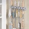 Rust-proof Broom Hook Adjustable Wall Mounted Broom Rack with Strong Load-bearing Capacity Easy Installation Mop Hook Versatile