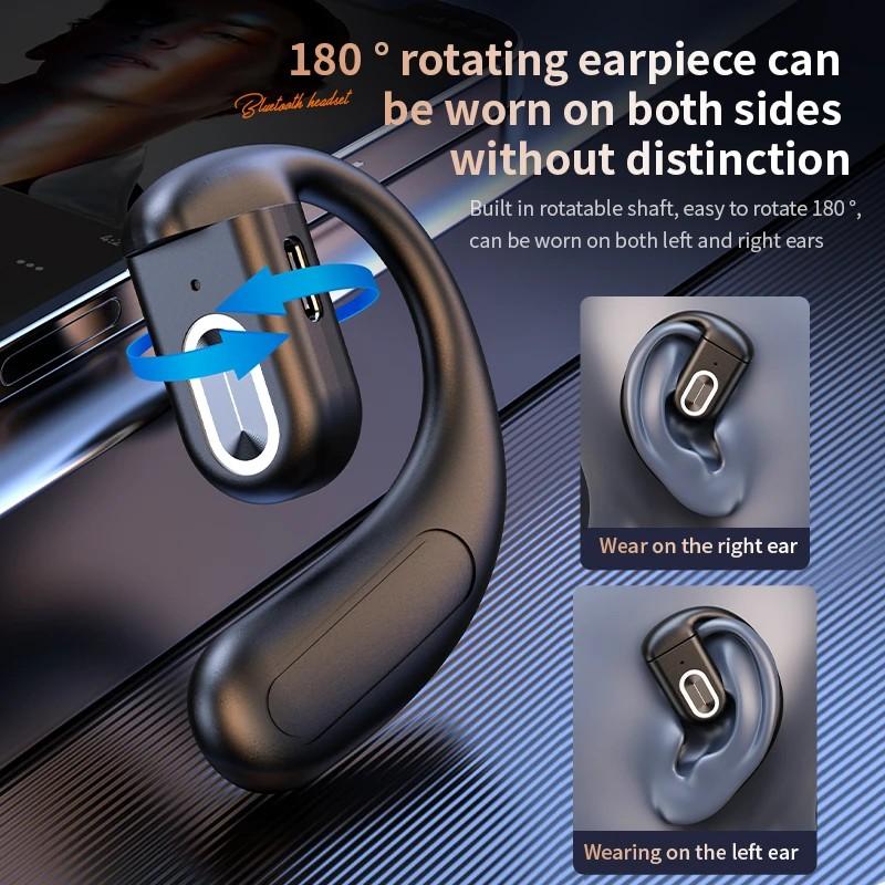 Åpne trådløse øretelefoner Bluetooth 5.4 Sport Business Musikk Ørekrok 180° Rotasjonsjustering Venstre og høyre headset