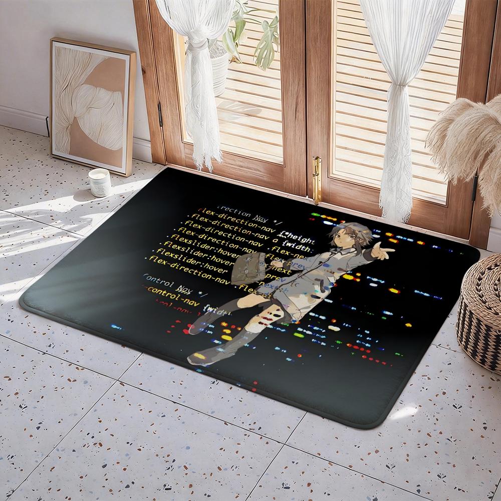 Anime S Serial experiments lain Floor Mat Eco Flannel Doormat Non Slip Odorless Indoor Floor Rug Soft Short Plush Home Mat