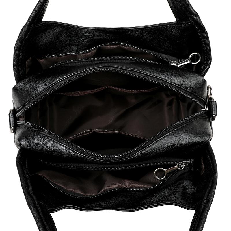 Retro Large Capacity Shoulder Bag Solid Color Messenger Bag PU Commuter Bag