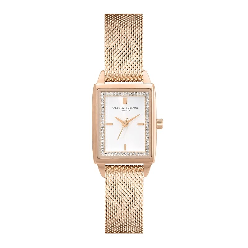 

Authorized distributor [OLIVIA BURTON] olivia burton clock watch ladies ob24000015 townhouse 21mm rectangle white & carnation gold mesh