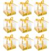 WTEMPO DIY Foldable Clear Gift Boxes with Ribbons for Wedding Favors Birthday Gifts and Festive Party Supplies Transparent Plastic Packaging Boxes