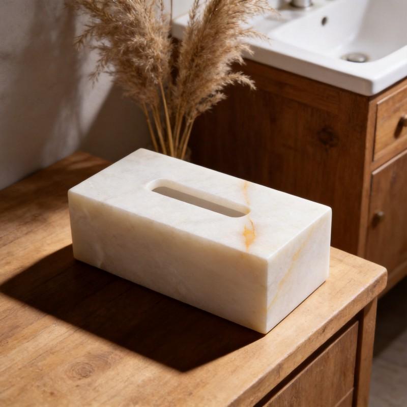 Ensemble de salle de bain en marbre Station de lavage de luxe à la française Ensemble de 5 pièces avec porte-savon Distributeur Plateau Pot à coton