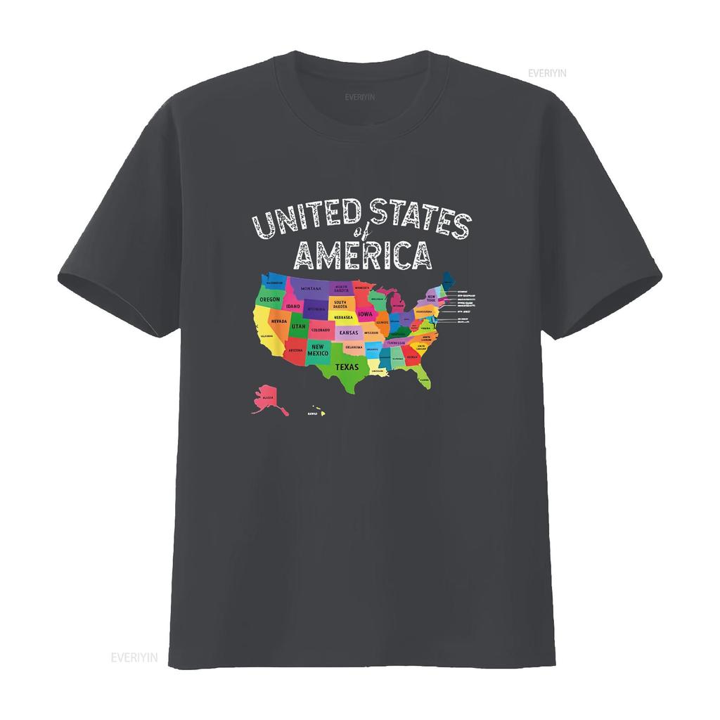 Verenigde Staten Kaart T-shirt USA voor mannen vrouwen kinderen vintage Gewassen designer kleding grafisch Veelzijdig Rekbaar Comfortabel