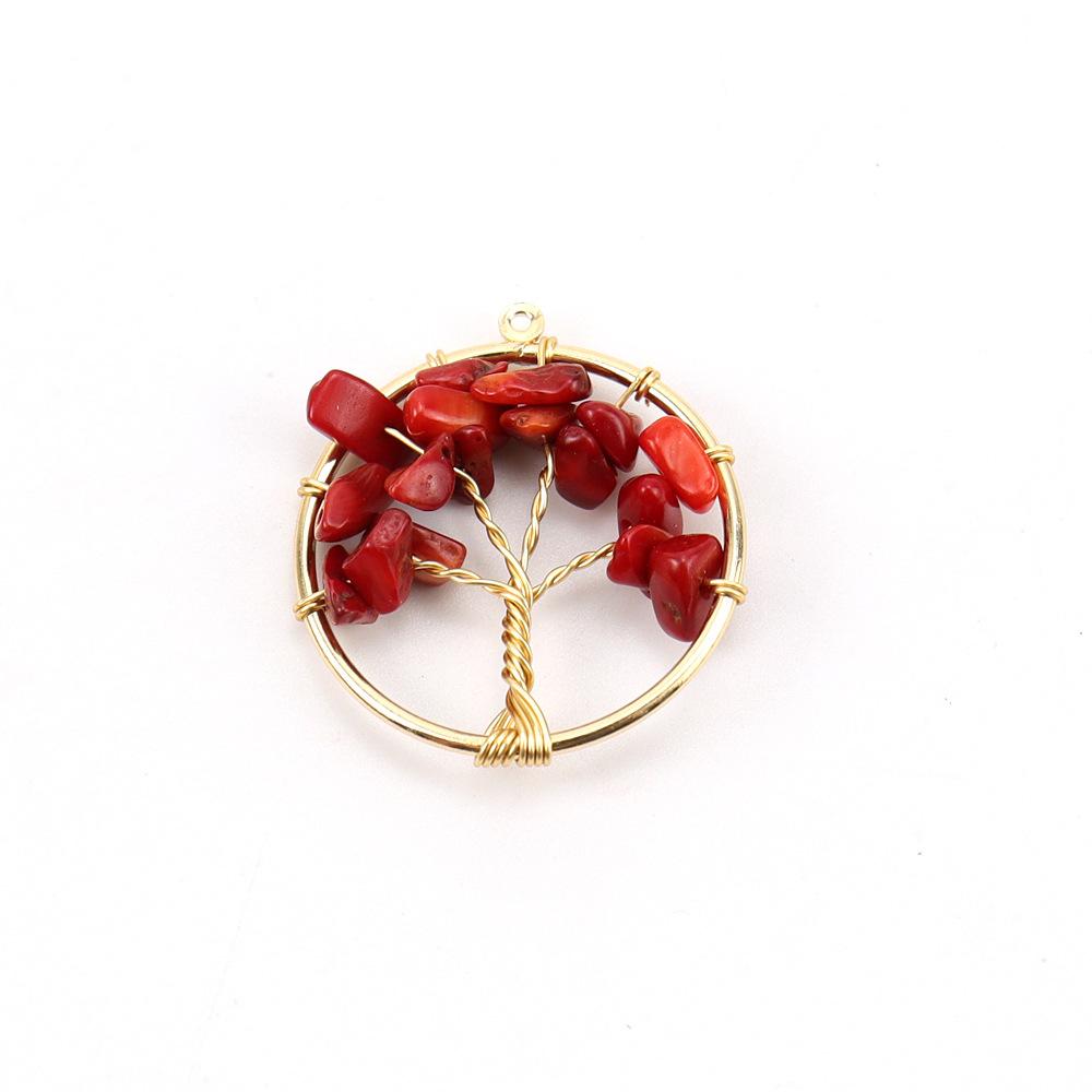 Gold 3Cm Tree Of Life Pendant Natural Crystal Gravel Fortune Tree Necklace Diy Accessories N114